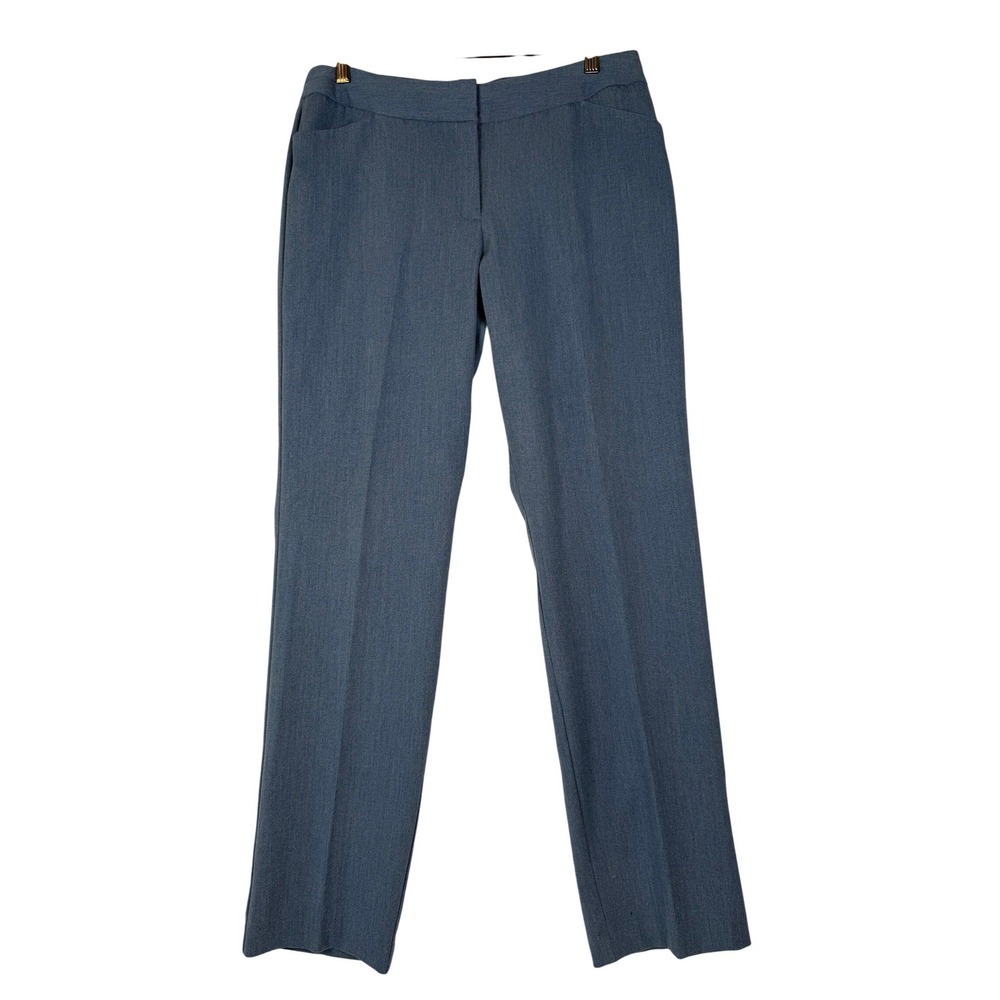 Worthington Dress Pants Women 12 Blue Gray Modern‎ Fit Straight Leg WTMS5N002